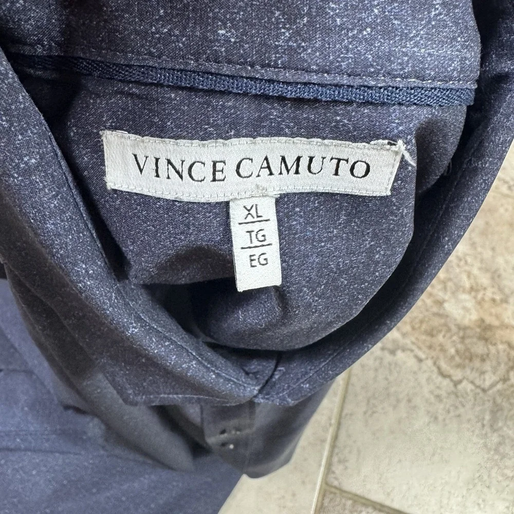 Vince Camuto Shirt Mens XL Long Sleeve Blue Button Up Performance All Over Print